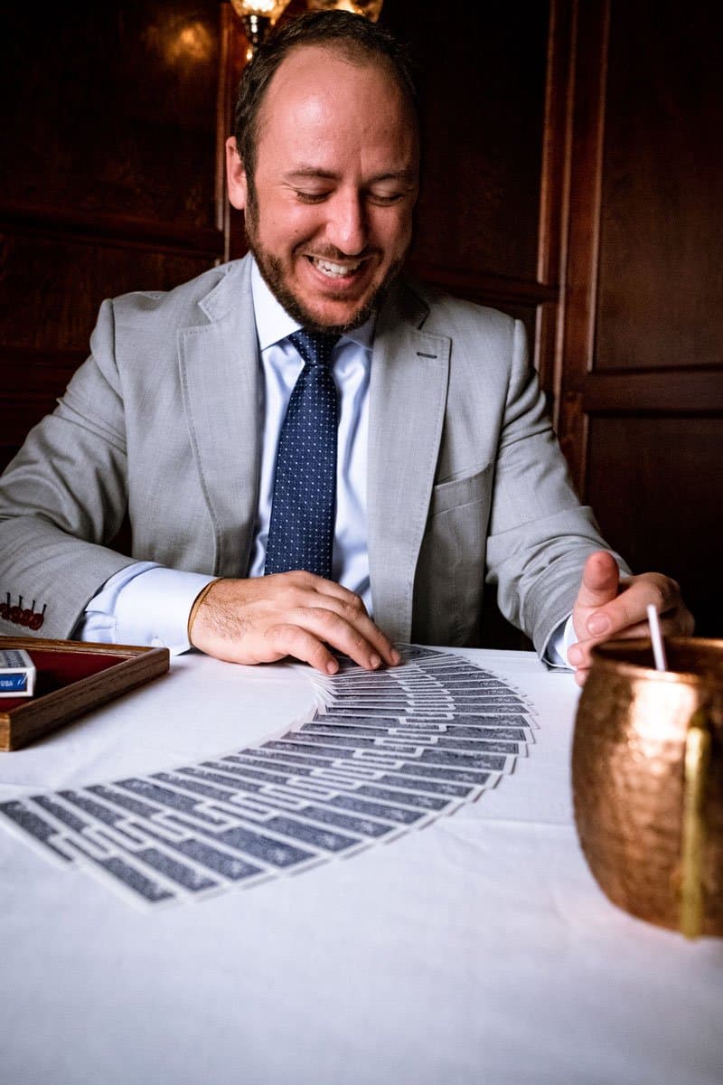 Professional magician performing at a New York event